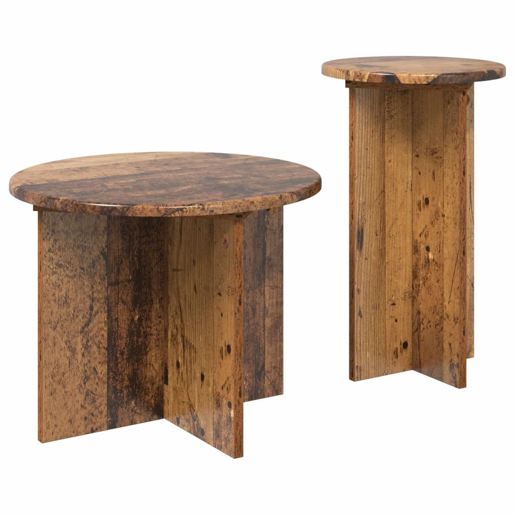Set tavolini 2 pz Legno antico Ø 45 x 35 cm 8001035