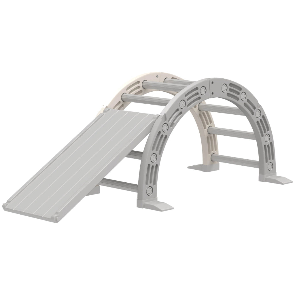 Letto a Soppalco per Bambini con Scivolo e Scala ¨C Zephmum ¨C Grigio e Bianco 164x70x57 cm