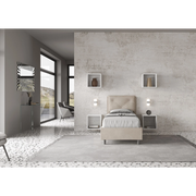 Letto imbottito Singolo 80x210 cm Appia - Con rete,Microfibra,Sabbia