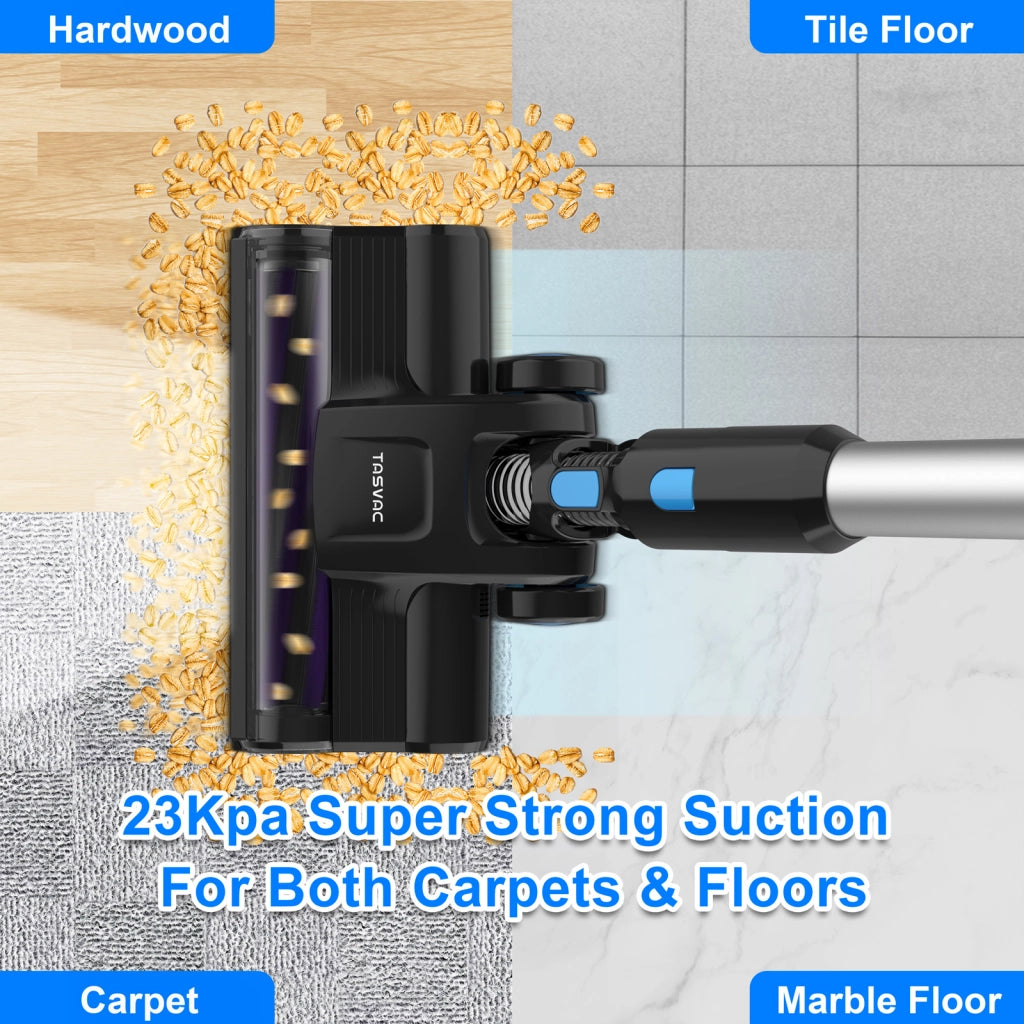 TASVAC S8 Aspirapolvere senza fili blu con display a LED e spazzola a rullo morbida