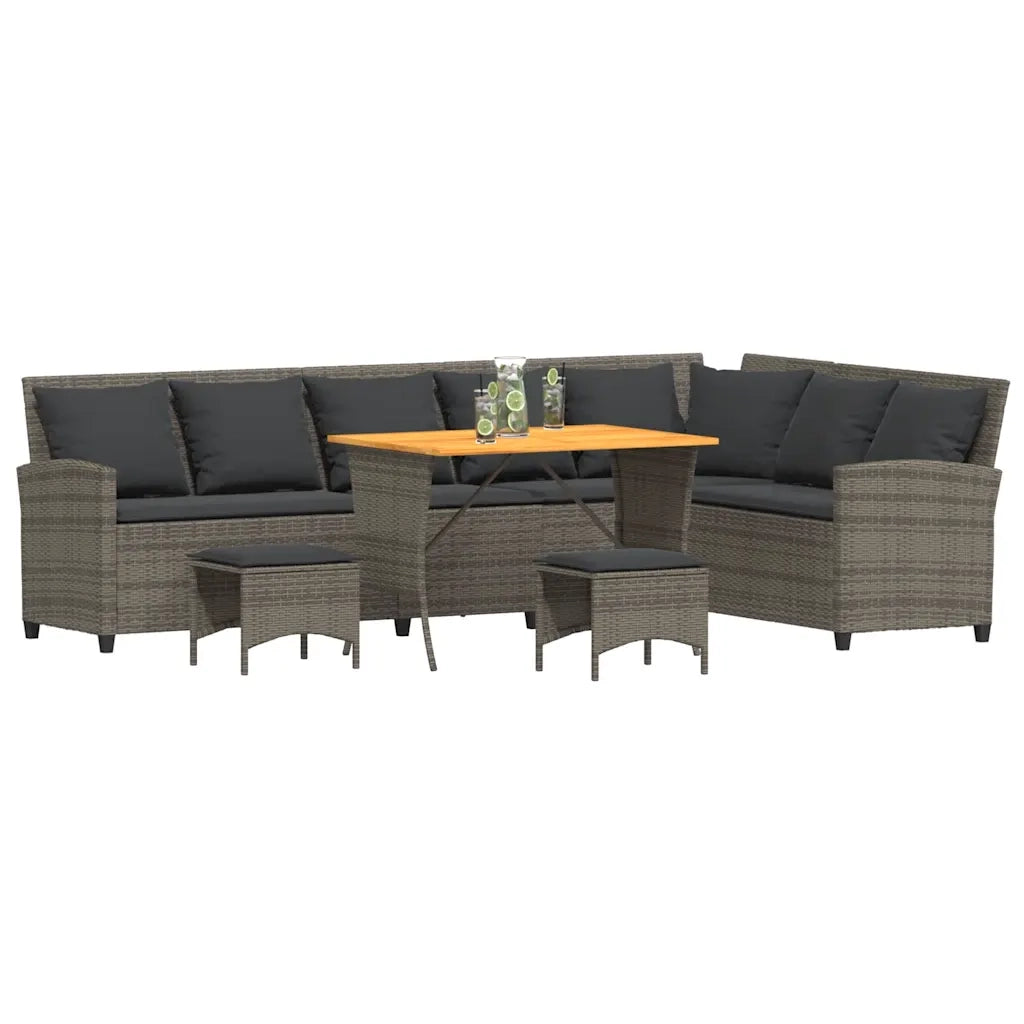 Set Divani da Giardino 4 pz con Cuscini a Forma di L Polyrattan