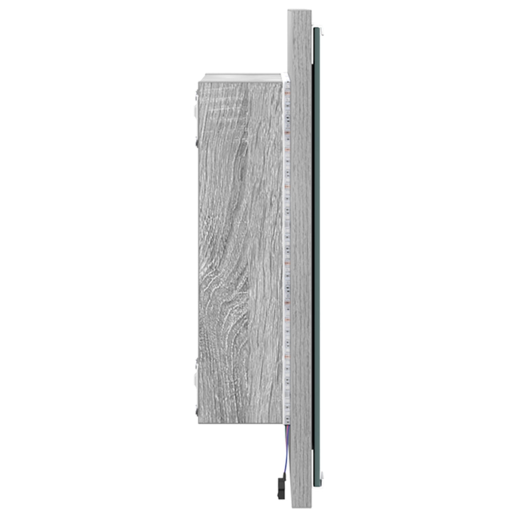 Specchio da Bagno LED Grigio Sonoma 40x8.5x37 cm Legno Ingegnerizzato