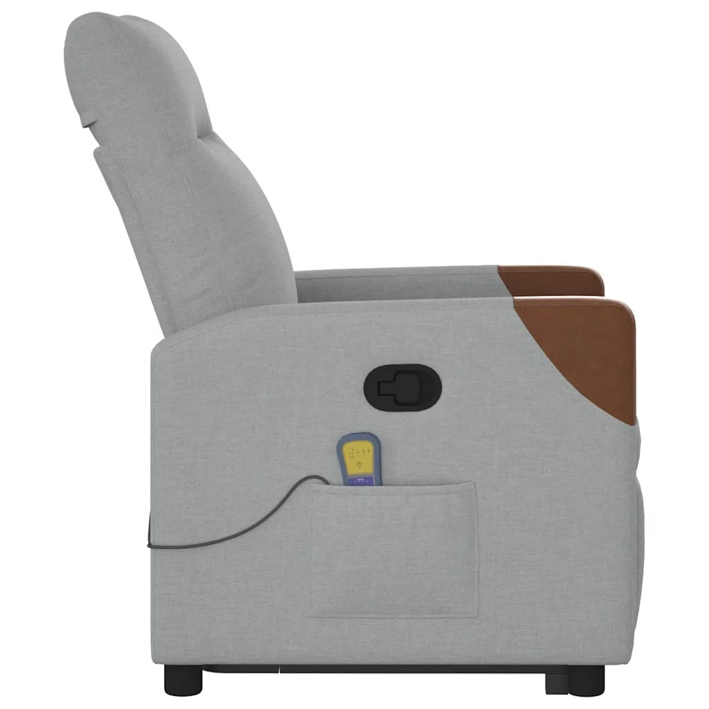 Poltrona | Sedia Relax Alzapersona Massaggi Reclinabile Grigio Chiaro Tessuto