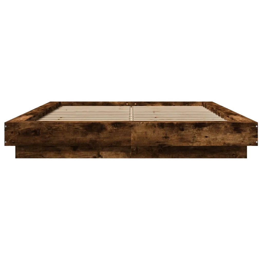 Giroletto con Luci LED-Struttura Letto Rovere Fumo 120x200 cm Legno Multistrato 481852