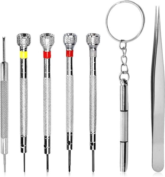 Kit di attrezzi per la riparazione degli orologi - set di 7 strumenti in vetro per la manutenzione degli orologi.