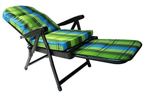Metal F.A.R. S79RON Rodi Sedia Sdraio da Giardino Pieghevole con Poggiapiedi e Cuscino Struttura in Ferro colore Verde