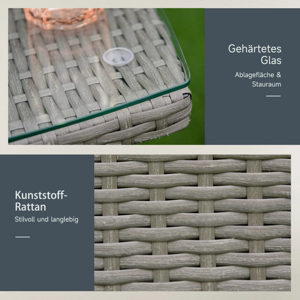 Set Divano Angolare 3 Pezzi Polyrattan ¨C zephmum ¨C Grigio 130x70x70 cm