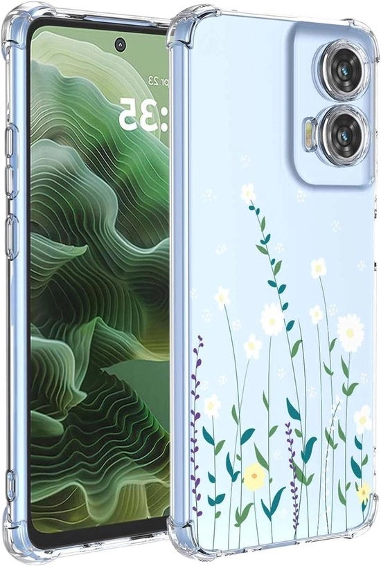 Hoesa smartphone schokbestendig TPU, ultradun e soffice - Disegno floreale bianco