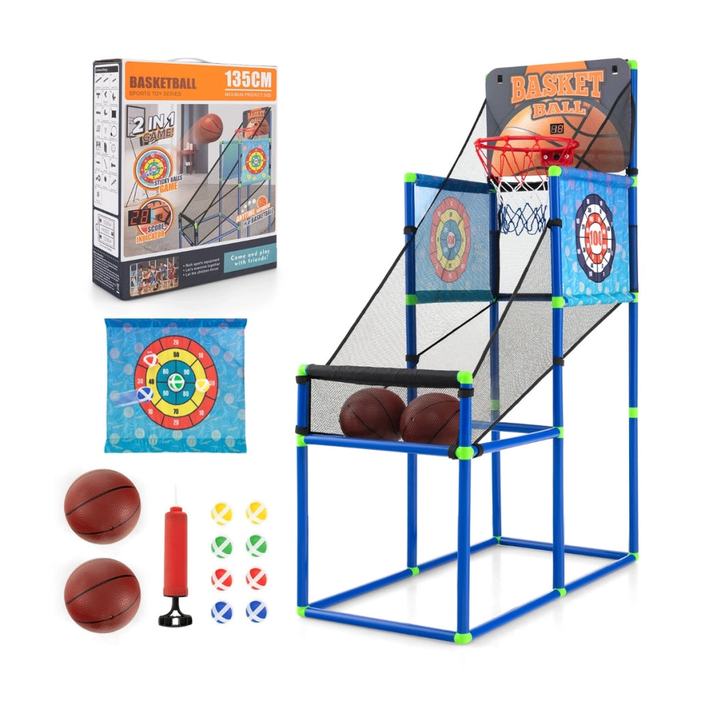 Macchina da pallacanestro per bambini, Set giochi per basket e palline attaccanti con segnapunti elettronico-Giocattoli sportivi