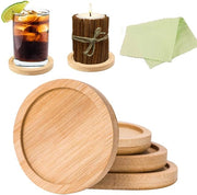Sostegni in legno rotondi, 4 pezzi, 10 cm - Sostegni in bambù per piante, tavoli per bevande, piante grasse, candele, bicchieri, decorazioni natalizie