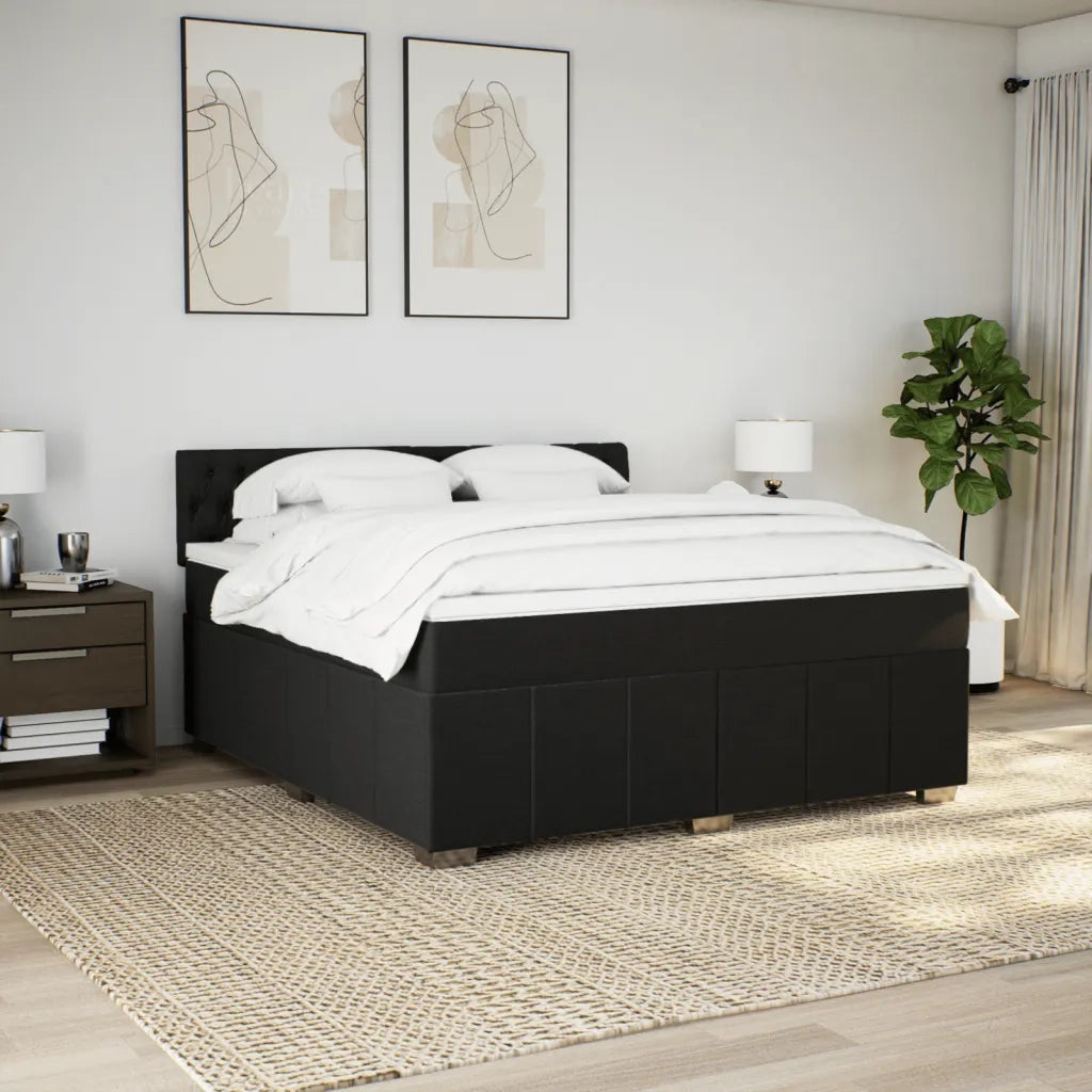 Giroletto a Molle con Materasso Nero 180x200 cm in Tessuto