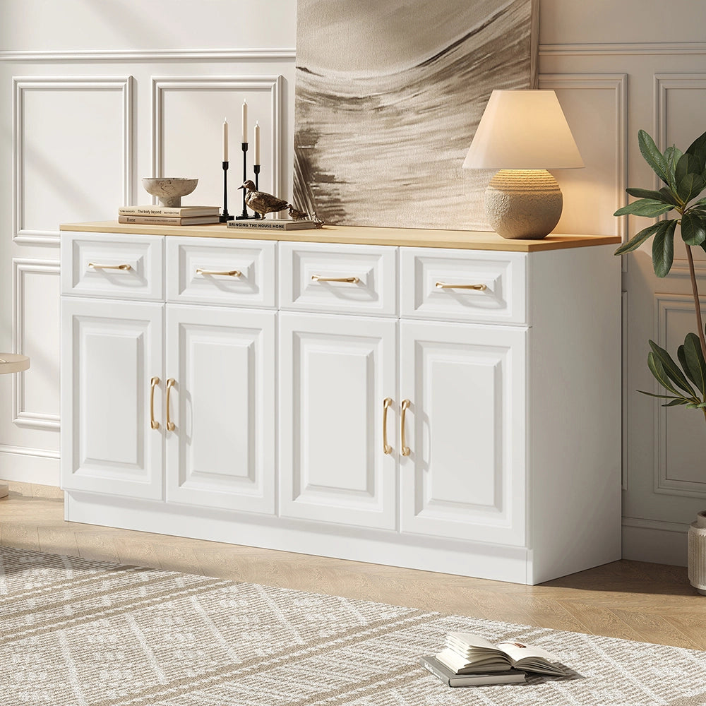 Buffet rurale - Xylo - 4cass+4porte legno bianco 140cm