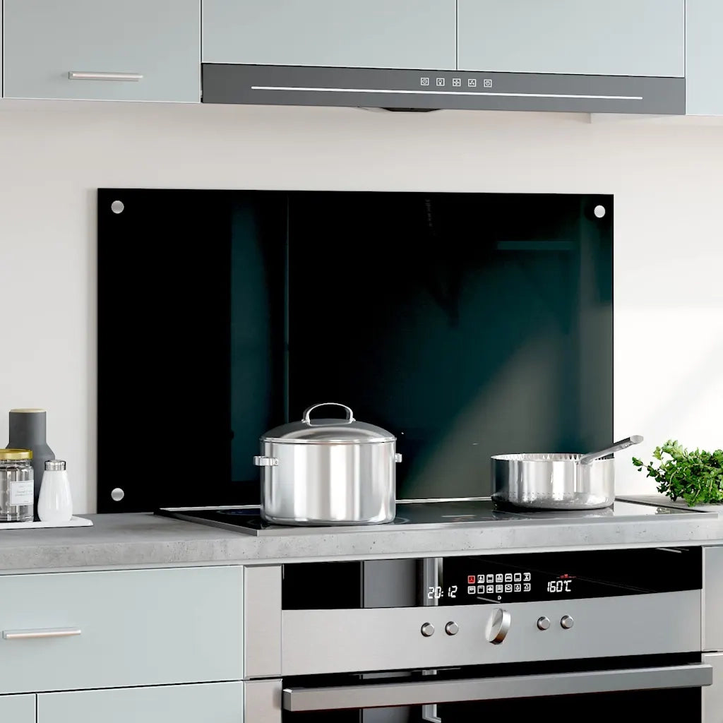 Paraschizzi per Cucina Nero 90x50 cm in Vetro Temperato CFW7420125