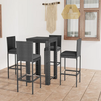 Set Bar da Giardino 5 pz con Cuscini in Polyrattan Grigio cod mxl 45586