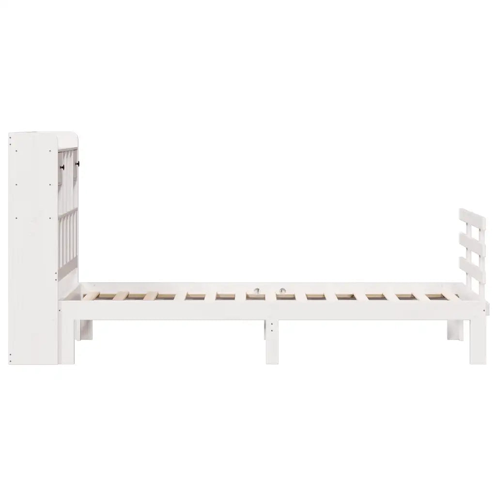 Letto Libreria senza Materasso Bianco 90x190 cm Massello Pino 3322783