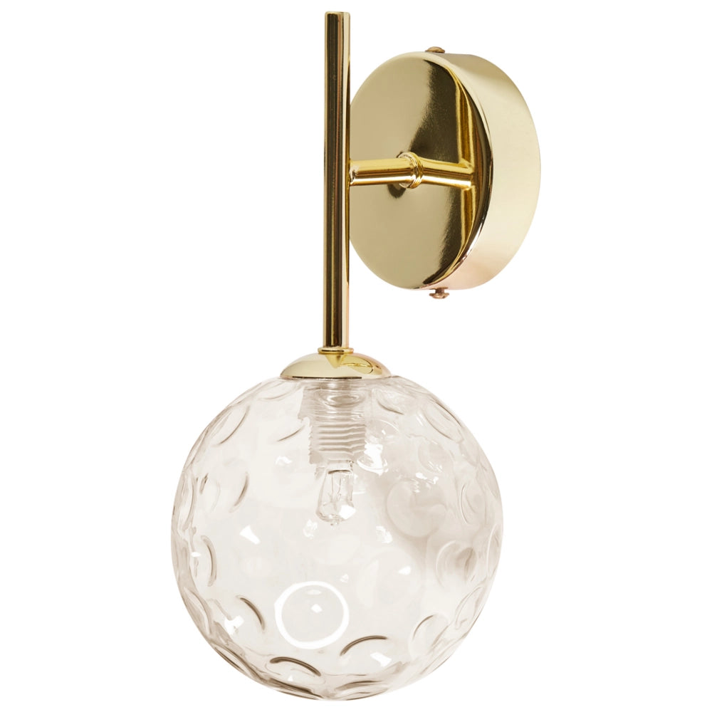 Set di 2 lampade da parete con paralume in vetro beige e metallo dorato stile Industriale moderno
