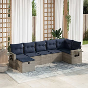 Set Divani da Giardino 7 pz con Cuscini Grigio in Polyrattan 3325507