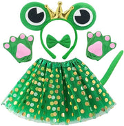 Costume per bambino con tema rana - Cappello con orecchie - Tutu/ gonna - Code di coda - Guanti - Materiale morbido plaid/polyester - Costume per bambini