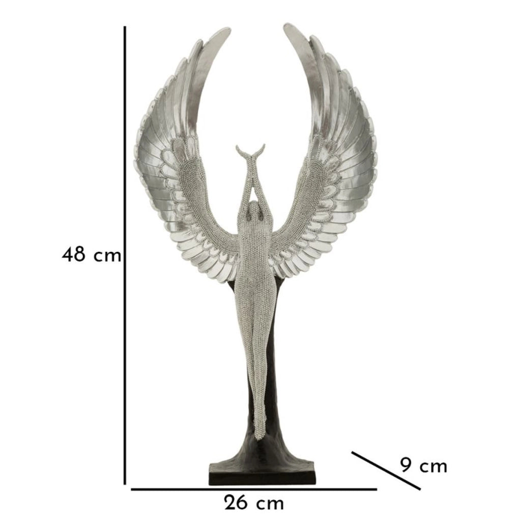 Scultura Fenice, Argento, Poliresina, 26x9x48 cm