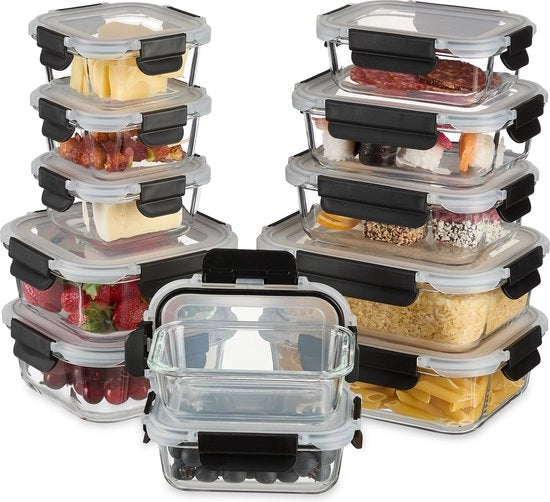 Contenitori per meal prep in vetro - Contenitori per meal prep - Vetro - Contenitori per cibi - Bicchieri - Contenitori per congelazione - Con contenitore - Oats notturni - Contenitori per conservazione - Contenitori per meal prep