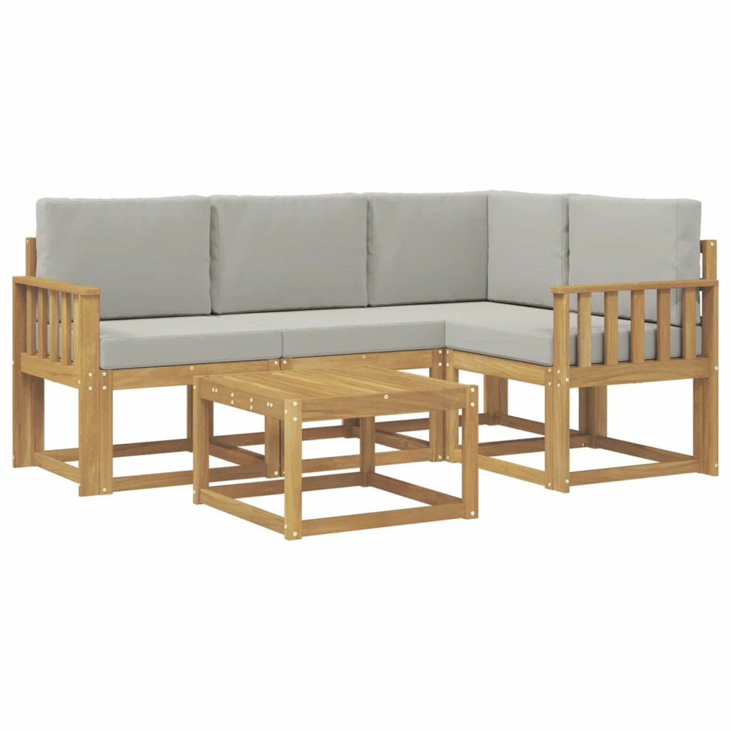 Set di divani da esterno 5 pcs Bianco e Grigio Chiaro 3387590