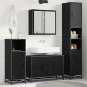 Set di mobili per il bagno 3 pcs Rovere Nero Legno multistrato