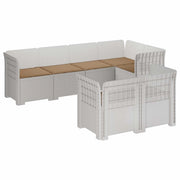 Divano 7 Posti da Giardino con Cuscini Aspetto Rattan PP Bianco 3444152