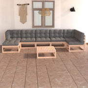Set Salotto Giardino 8 pz Cuscini Antracite Legno Massello Pino 3076749