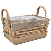 Cesto in legno e corda con manici marroni 29x19x14h