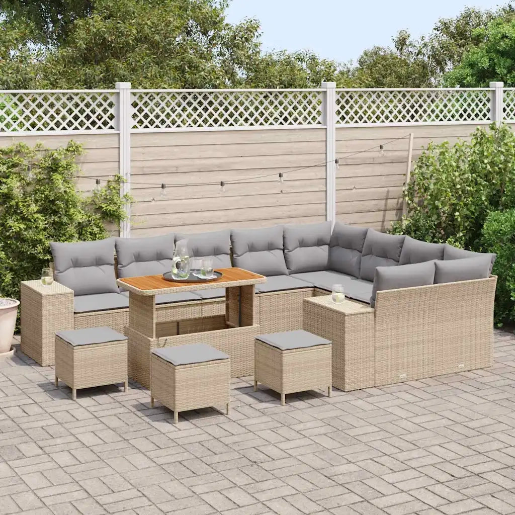 Set Divano da Giardino con cuscino 13 pcs Beige polyrattan 3362052