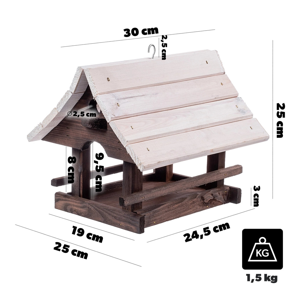 KADAX Grande mangiatoia per uccelli in legno da appendere, decorazione da giardino.