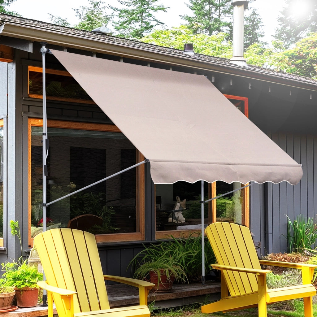 Tenda a braccio pieghevole con morsa fermo altezza regolabile 200x150cm colore bianco crema telaio in alluminio pratica per terrazza e balcone