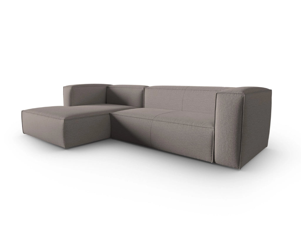 Cosmopolitan Design - Divano angolare sinistro "Mackay" 4 posti in velluto strutturato cappuccino 