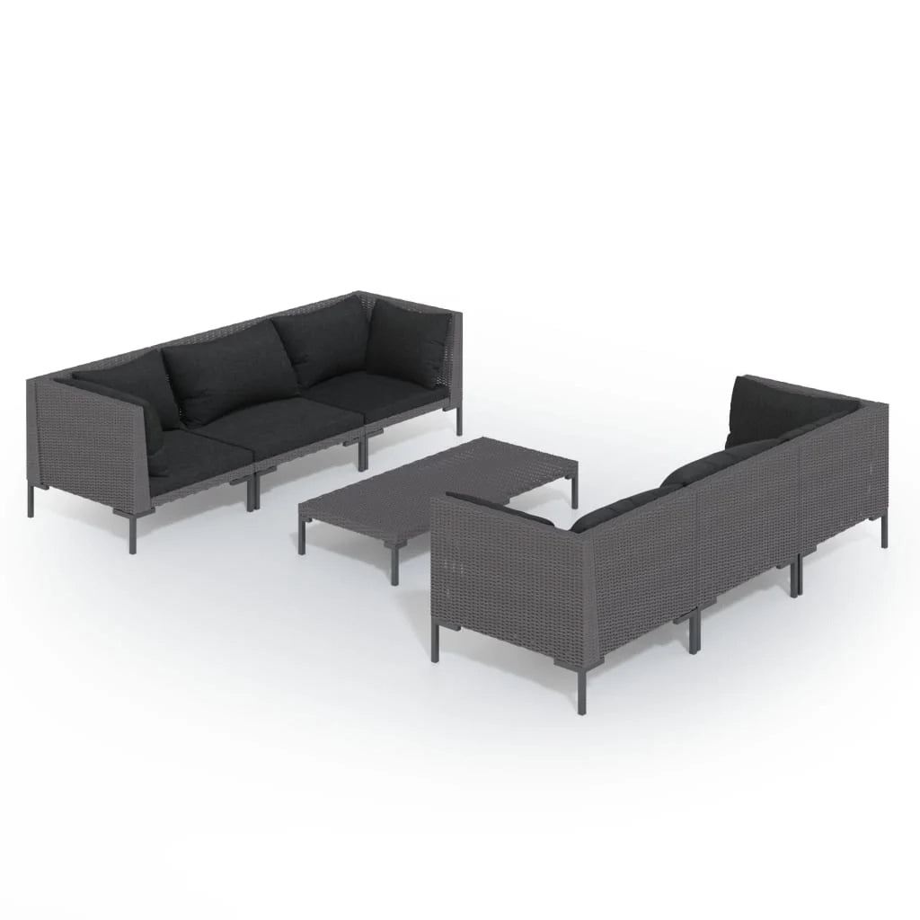 Mobili da giardino mobili da esterno Set di mobili da 7 pezzi con cuscini in resina intrecciata grigio scuro 02_0017287