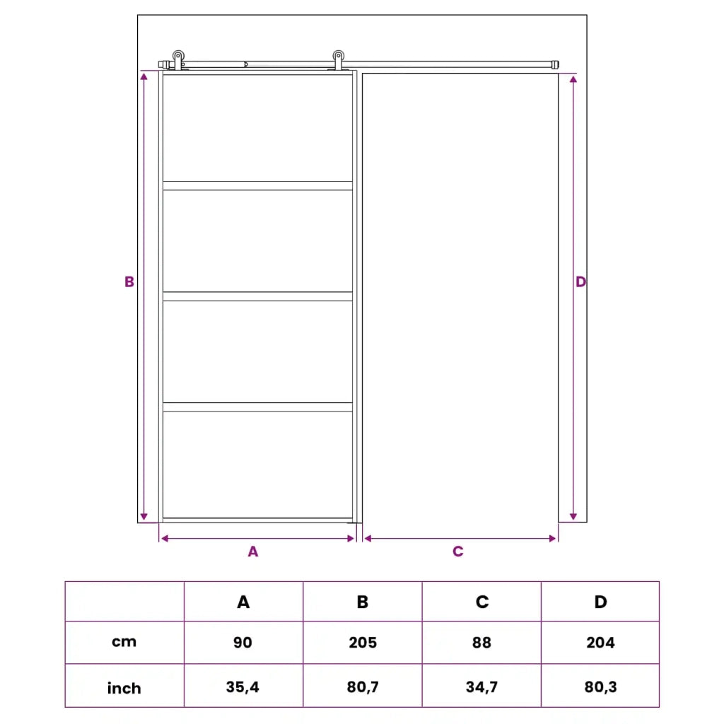 Porta scorrevole 90 x 205 cm Vetro Temperato e Alluminio 42054106