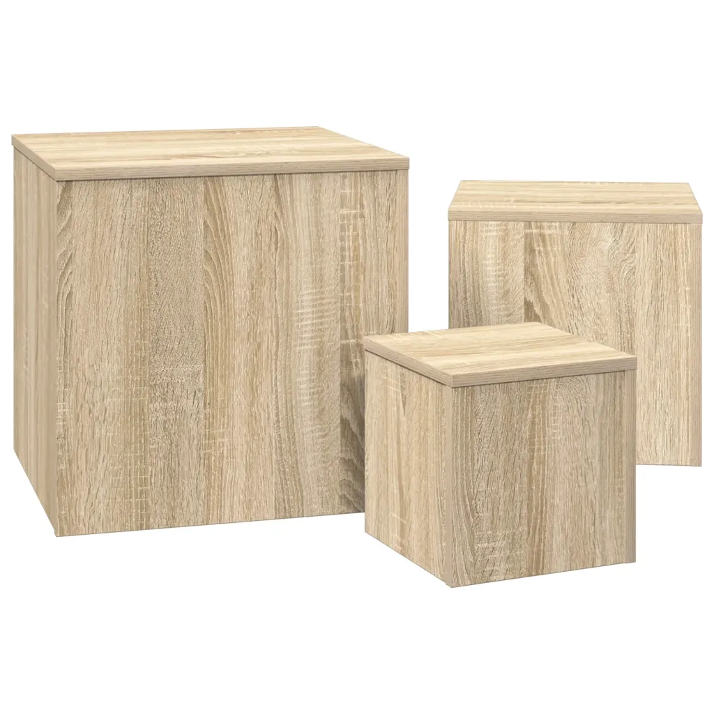 Tavolini 3 pz | Tavolo laterale Rovere Sonoma in Truciolato