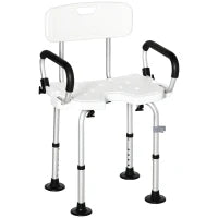 Sedia per doccia per Anziani, Disabili e Donne Incinte Imbottita con forma a U, 54x52x70-82cm, Bianco