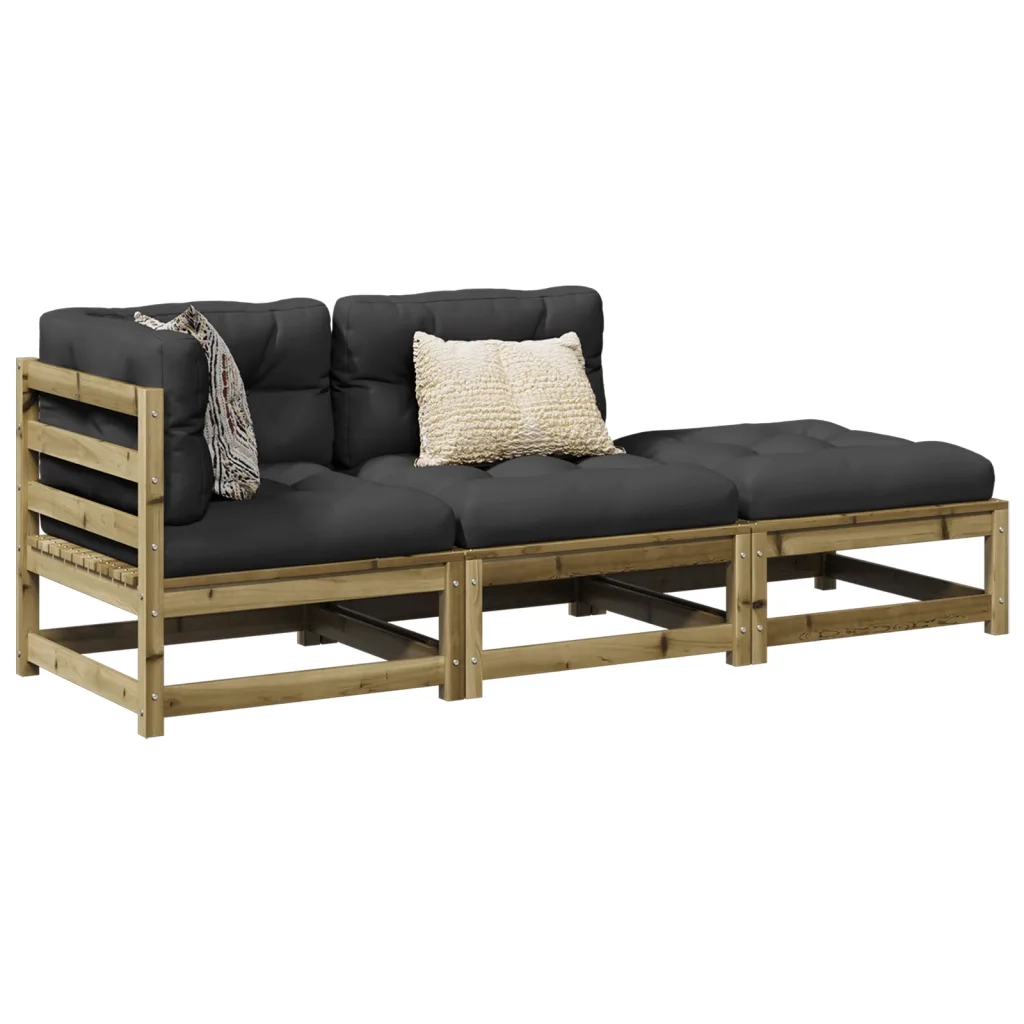Set Divani da Giardino 3pz con Cuscini Legno Impregnato di Pinocod mxl 116577