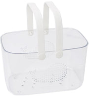 Contenitore di Stoccaggio per Bagno - 25,5x25x17 cm - Maniglia Ergonomica - Adatto per la Stanza da Bagno - Translucido/Bianco