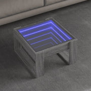 Tavolino da Salotto con LED Infinity-Tavolino da soggiorno Grigio Sonoma 50x53x30 cm