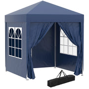 Gazebo pieghevole ¨C zephmum ¨C 2x2m blu metallo con 4 pareti e 2 finestre