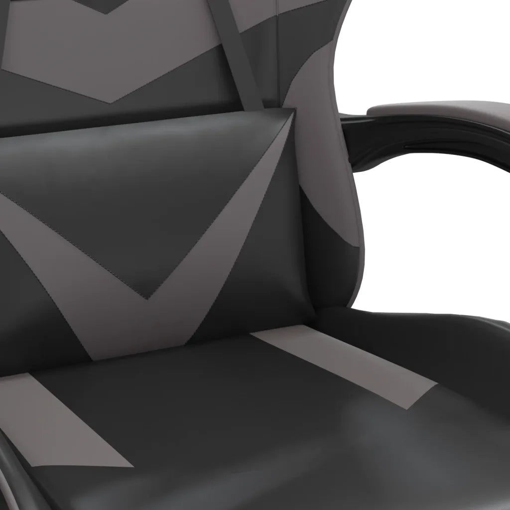 vidaXL Sedia da Gaming con Poggiapiedi Nero e Grigio in Similpelle