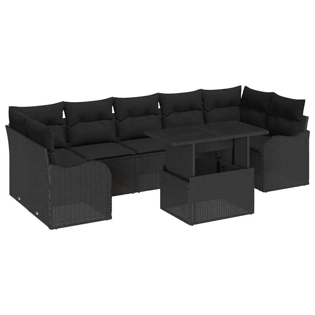 Set Divano da Giardino 8 pcs Nero Rattan in Polipropilene 3357156