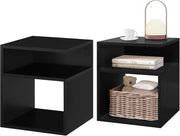 Set di 2 Comodini a 3 Ripiani, Tavolini da Notte Bianchi Moderni per Camera da Letto, Mobili Salvaspazio, in Legno, 35x35x41,5 cm