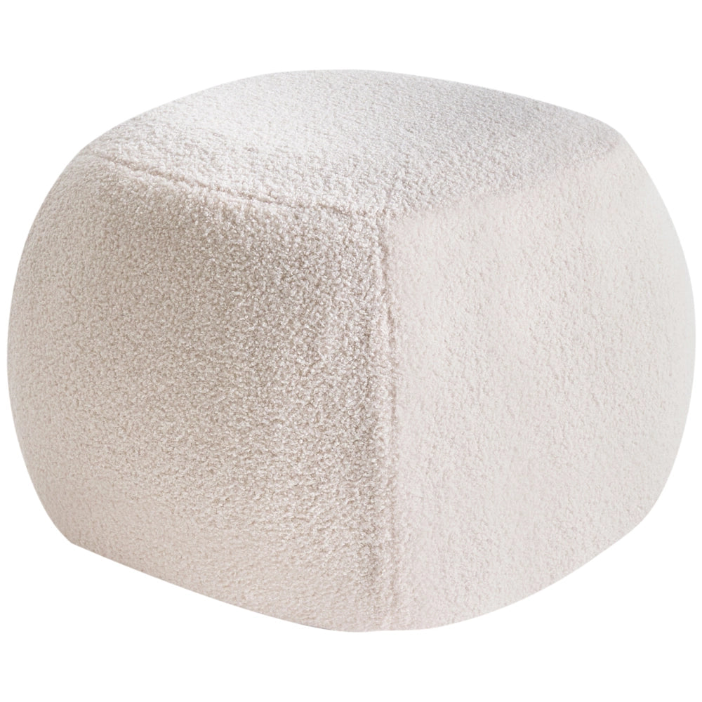 Poggiapiedi Bianco sporco Boucle Round Pouf imbottito Glam Ottomane Mobili Soggiorno