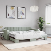 Divano Letto con Letto Estraibile Grigio Chiaro 90x200 Velluto 3196929
