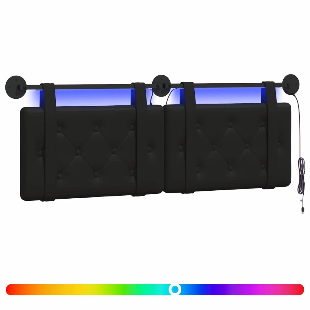 Testiera | Testata sospesa Con luce LED Nero Similpelle