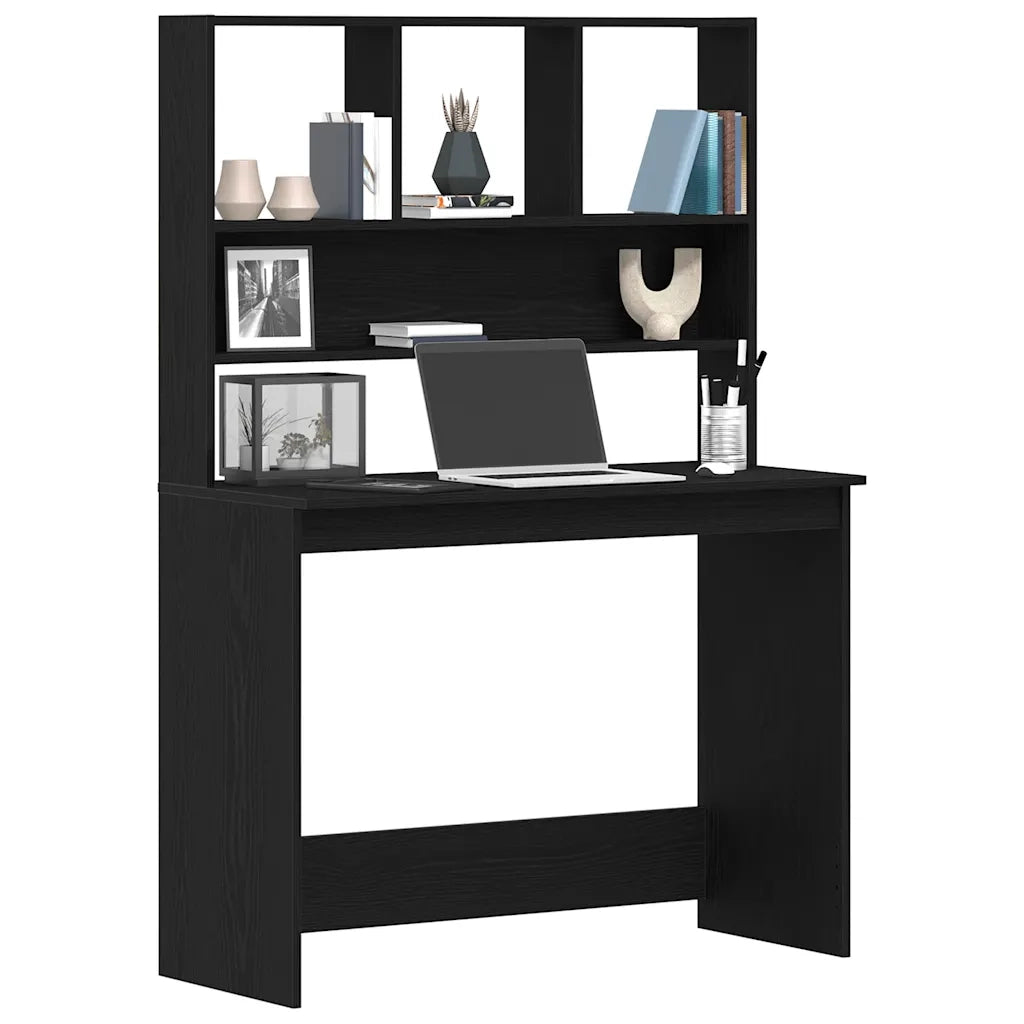 Scrivania con Mensole Rovere Nero 102x45x148 cm in Truciolato