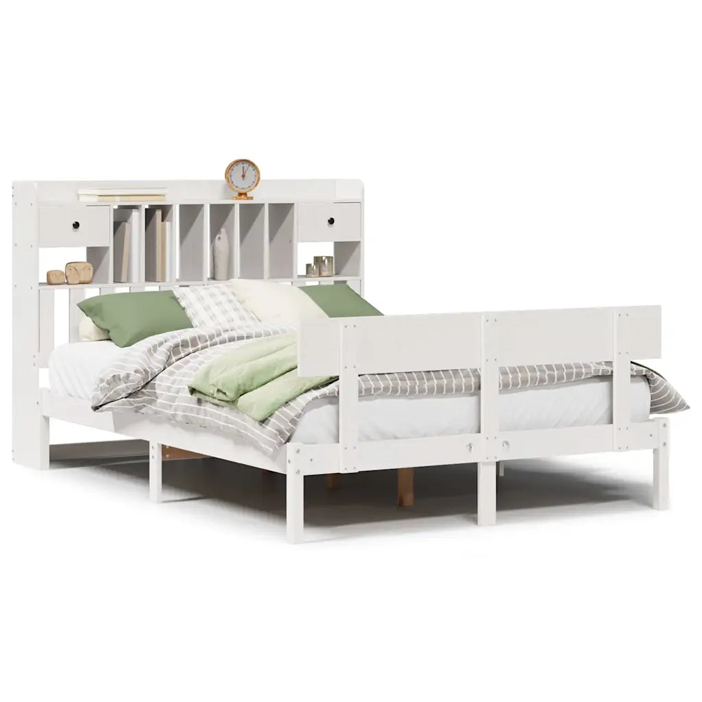Letto Libreria senza Materasso Bianco 140x200 cm Legno di Pino 3321835