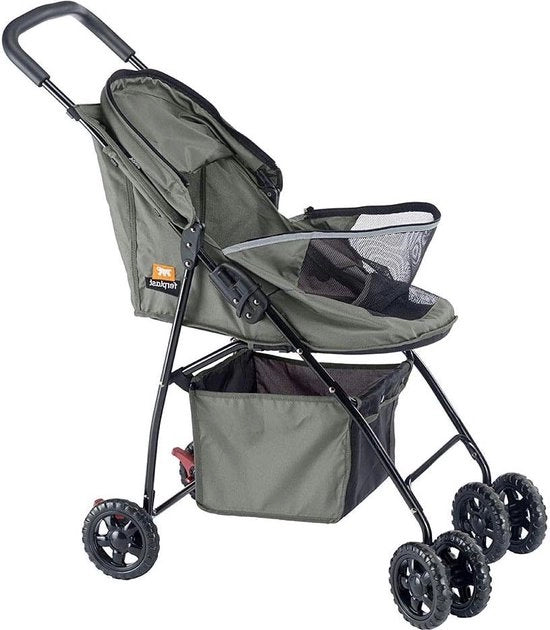 Carrello per piccoli cani - Trolley per cani pieghevole - max 9 kg - Tetto solare - Carrello con cesta e ruote - 80 x 42 H 95 cm - Buggy per cani